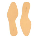 Meermin full grain calf insoles, top view of both left and right pairs showing beige leather surface and contoured shape